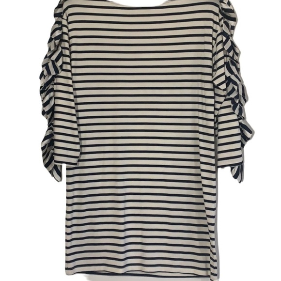 - NWT Thread Social Contrast Navy, Ivory, Black Stripe Dress Ruffles - Picture 2 of 6
